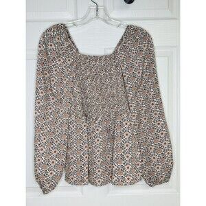 Mimi And Daphne Peasant Shirt Top Women’s Size XS Brown Floral Gorgeous